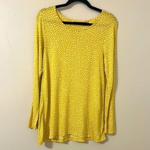 GUDRUN SJODEN Womens Long Sleeve 
Top Yellow Dot Sz Medium Coastal Preppy Travel